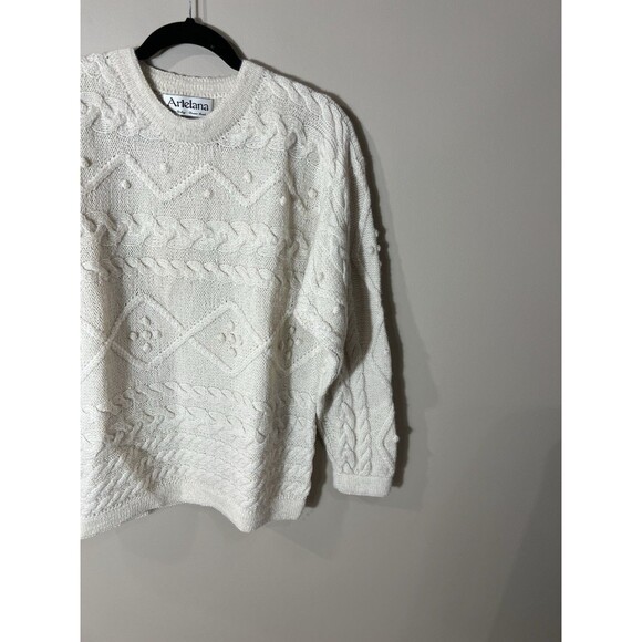 Artelana Vintage Cream Alpaca Handknit Sweater Cabin UNISEX Size Mens Womens L - Picture 6 of 10